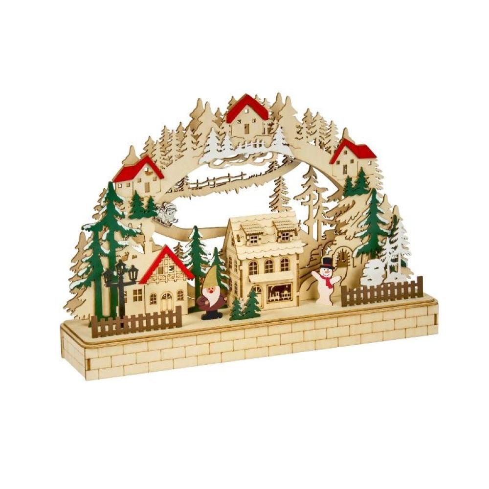 InLit Alpine Christmas – Beleuchtete alpine Winterlandschaft aus Holz – 40,5 cm 2590066